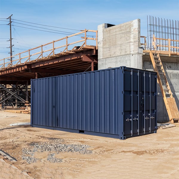 construction site storage containers are typically 20 feet long, 8 feet wide, and 5 feet tall